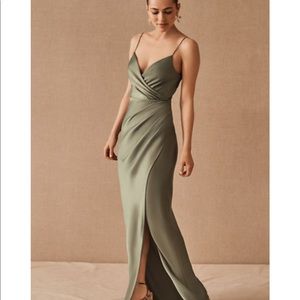 Bhldn bridesmaids dress moss